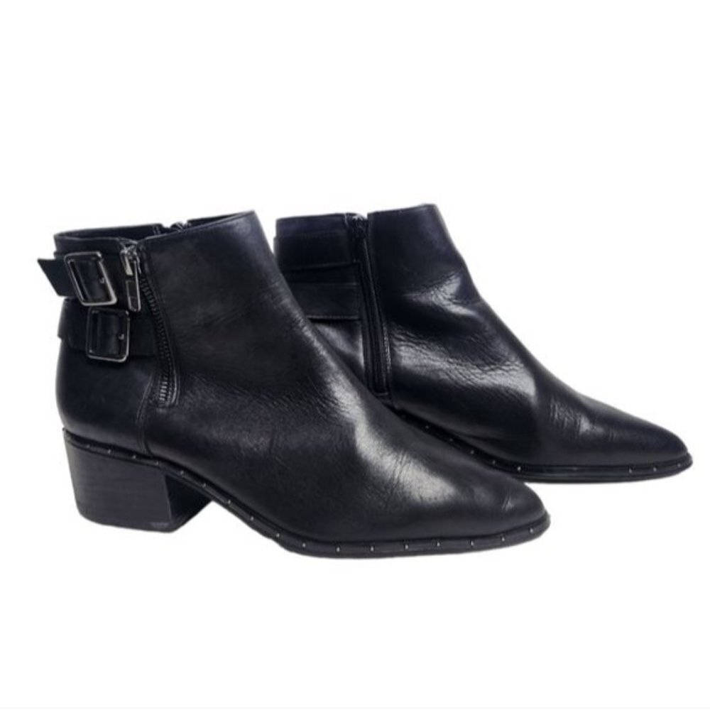 BLEECKER & BOND Georgia Black Leather Ankle Booties